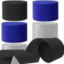 We Moment Black and Blue Silvery Crepe Paper Streamers Party Streamer 1.8 Inch Widening 3 Rolls,Black Blue Party Decorations Streamer 82 feet per roll for Birthday Party Decorations