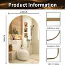 Gold Metal Frame Bathroom Arch Mirror for Over Sink, 24x36 Inch Rounded Arched Tempered Mirror, Wall Vanity Mirror for Farmhouse, Modern Luxe Mirror for Bedroom, Living Room, Entryway