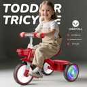 Umatoll Toddler Tricycle for 18 Month to 4 Year Old Boys Girls,Toddler Bike Toys with Adjustable Seat&Light-Up Wheels,Birthday Gift for Age 2-3 (Red)
