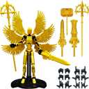 apcute (Assembly Completed) 3D Printed T13 Action Figure, 5.5 Inch Multi-Jointed Movable Dummy 13 Toy,Dummy 13 Robot Action Figure with Lots of Weapons  (Gold)