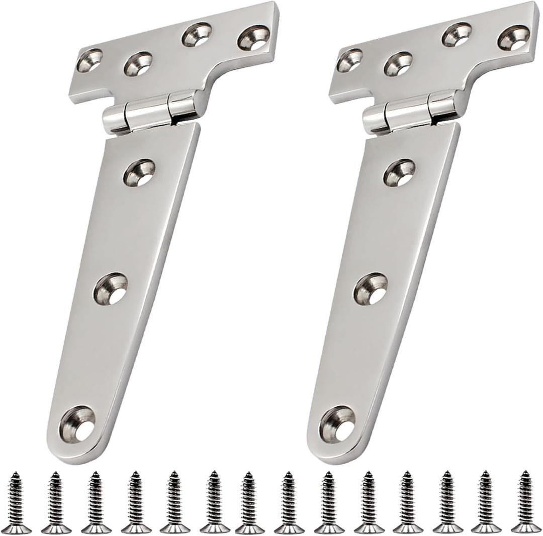 316 Stainless Steel T Hinges Marine Grade Heavy Duty Boat Hatch Hinge Casting Cabinet Hardware Door Hinge with Screws