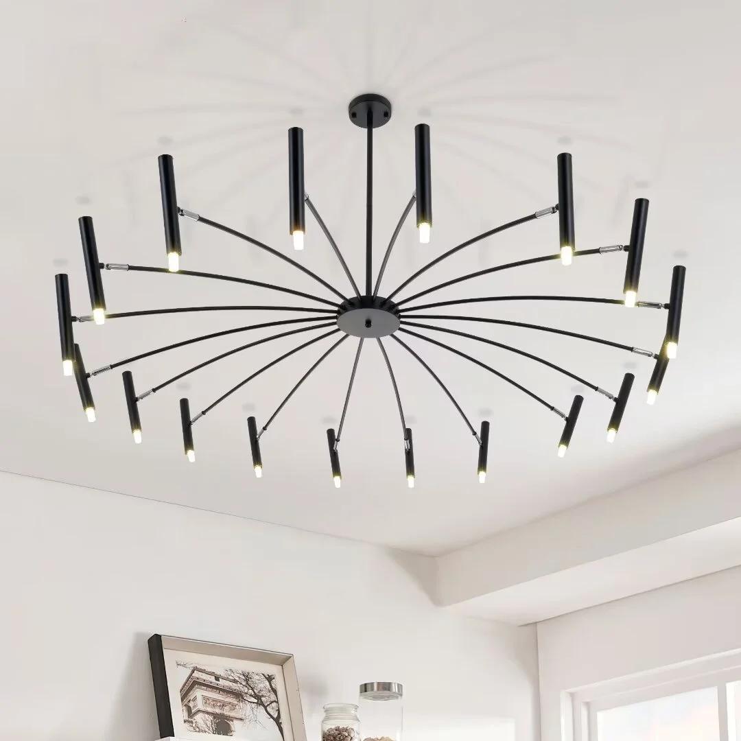 EGM Modern Chandelier 20-Light with G9 Bulb, LED Chandelier for Living Room, Black Sputnik Chandeliers Mid Century Dimmable for Dining Room