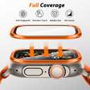Amizee 2 Pack Metal Case Compatible with Apple Watch Ultra 3/2/1 Screen Protector Case 49mm with Tempered Glass, Metal Frame Built in HD Glass Protective Cover for iWatch 49mm (C-Orange)