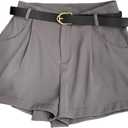 Floerns Women's High Waisted Wide Leg Pleated Shorts Business Casual Work Office Dressy Shorts, Grey, S