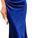 GRACE KARIN 2025 Velvet Wedding Guest Dresses for Women, Winter Formal Cocktail Maxi Dress, Cowl Neck Mermaid Evening Gown (Small, Blue)