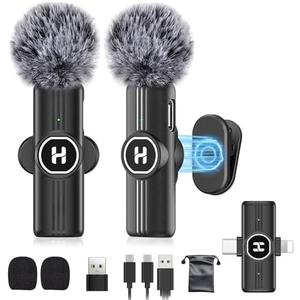 HEHOTTC Mini Wireless Lavalier Microphone for iPhone, iPad, Android Phone - Noise Reduction Lapel USB C Bluetooth Mic for Recording, Clip on Omni Lav Mic for Video Recording, Tiktok, YouTube, Vlog