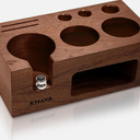 KHAVA Espresso Tamping Station | Wooden Coffee Tamper Station 51-54 mm | Espresso Organizer Portafilter Holder | Coffee Station Organizer for Countertop | Espresso Accessories for Coffee Bar, Natural
