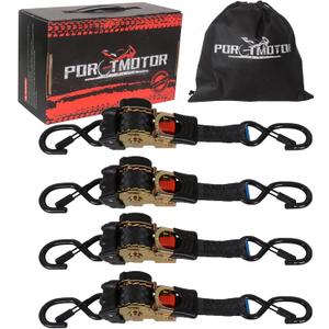 4 Pack Retractable Ratchet Straps (1" x 6'), 1500LBS Break Strength Ratchet Tie Down Straps Heavy Duty Auto Retracting Ratchet Straps for Motorcycle, Trailers, Boats, ATVs, UTVs