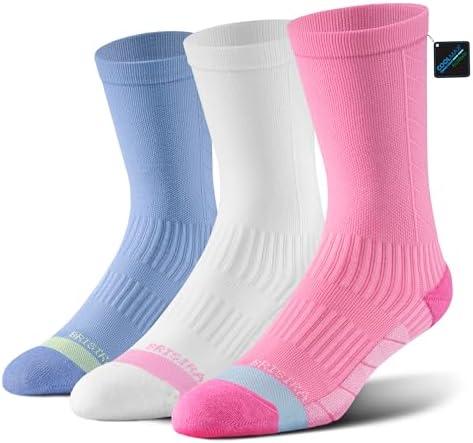 BRISIRA Coolmax Bamboo Viscose Compression Running Crew Socks Women Moisture-Wicking Anti-Blister Cooling Athletic Mid Calf M