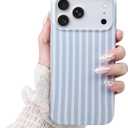 SleekCover Compatible with iPhone 17 Pro Case,Cute Aesthetic Striped Pattern Cover for Women Girls,Soft TPU Shockproof Protective Stylish Kawaii Case for iPhone 17 Pro 6.3",Blue