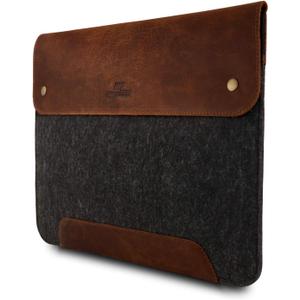 MegaGear Genuine Leather and Fleece MacBook Bag Laptop Sleeve for MacBook Pro and MacBook Air Case - 16 Inch - 15 Inch - 15.5 Inch (M4, M3, M2, M2, M1, Pro & Max) 2020 to 2024 Models (Brown)
