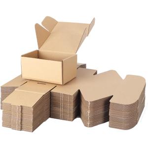 PHAREGE 6x4x3 inch Shipping Boxes Bulk 50 Pack Brown, Tab Lock Tuck Top Mailer Boxes for Packaging Small Business, Small Cardboard Gift Boxes for Wrapping Mailing Present