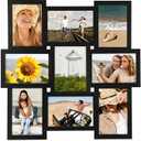 Malden International Designs 5 x 7 9-Opening Dimensional Collage Photo Wall Frame, Black 2pk