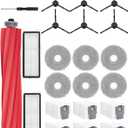 23Pack Qrevo Accessories Kit for Roborock Qrevo S, Qrevo Pro, Qrevo MaxV,Qrevo Plus Robot Vacuum Replacement Parts,1Main Brush,6Mop Pads,6Black Side Brushes,6Dust Bags, 2Filter,2Cleaning Tool
