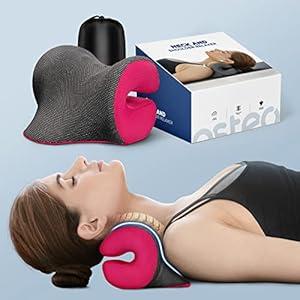 Osteo Neck Stretcher with Magnetic Therapy Cover, 2 Modes[Gentle/Strong] Pain Relief Cervical Traction Device, No Smell Neck and Shoulder Relaxer, Chiropractic Pillow for TMJ Headache Spine Alignment (Black)
