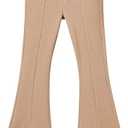 Haloumoning Girls Kids Elastic Waist Ribbed Flare Split Bottom Pants Stretch Casual Long Pants(5-6Yrs)