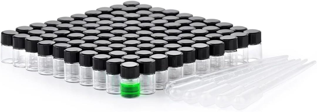 2ml Clear Small Glass Vials 100pcs with Screw Caps(100pcs)