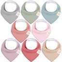 KeaBabies 8-Pack Organic Baby Bandana Bibs for Girls - Super Absorbent Triangle Baby Bibs for Drooling and Teething Infant, 100% Cotton Extra Soft for Newborn, Infant 0-36 Months (Muted Pastel)