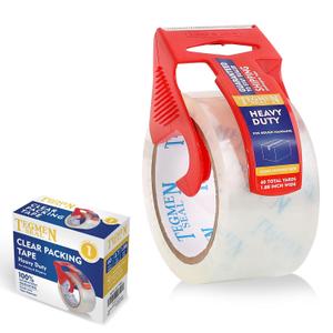 2 x Heavy Duty Clear Packing Tape with Dispenser Combo for Shipping, Moving & Storage,Thicker Clear Packing Tape,1.88 inches Wide, 60 Yards Per Roll, 60 Total Yards