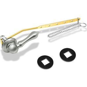 Boltigen Universal Front Mount Toilet Handle, Toilet Trip Lever Handle Replacement with Stainless Steel Flapper Chain, Brushed Nickel Toilet Tank Flush Handle Lever (1PC)