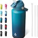 BJPKPK Water Bottle with Straw Lid, 32oz Vacuum Insulated Water Bottles, Metal Stainless Steel Thermo for Sports, Travel, BPA Free Leak Proof Thermo, Cups, Flasks, Tumblers,Vast