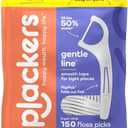 Plackers Gentle Line Floss Picks, Fresh Mint Flavor, Fold-Out FlipPick, QuickFix Grip, Easy Storage with Sure-Zip Seal, 150 Count