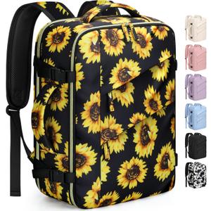 Capolo Travel Backpack for Women Men Waterproof Laptop Backpack Flight Approved Carry On Backpack Overnight Weekender Bag College Bookbag for Business, Work, Traveling Fits 15.6 '' Laptop,Sunflower