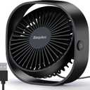 EasyAcc USB Small Desk Fan, Slumber Pod Fan [360Rotatable Head &Powerful ] 3 Speeds Portable Personal Table Travel Fan for Sleeping Desk Cruise Ship Dorm Bedroom Office Office (No Battery) (Black)