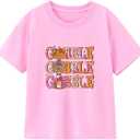 Funny Thanksgiving Shirts for Kids Toddler Boys Girls Turkey Pumpkin Graphic T-Shirt Clothes Tops Tee 2-8 Years (Pink)