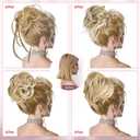 HOOJIH Messy Bun Hair Pieces, 4 Pieces Messy Bun Straight Bun Hair Pieces for Women Wavy Tousled Updo Short Ponytail Hair Extensions Large Bun with Elastic Band - Smoke Gray