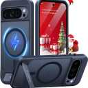TORRAS Magnetic & Stand for Google Pixel 10 Pro XL Case, Fit for MagSafe & Pixelsnap, Military Grade Drop Protection, Slim for Pixel 10 Pro XL Phone Case with Sturdy Kickstand, Translucent Matte Black