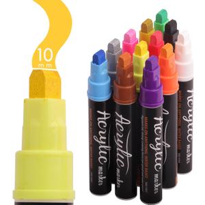 VIANZE Jumbo 12Colors Markers, Acrylic Paint Pens, 10mm Felt Tip Jumbo Poster Markers,Waterproof and Permanent Paint Pens, for Rock Wood, Fabric, Ceramic,Posters Art Paintings