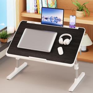 Laptop Desk for Bed, Foldable X-Large Bed Laptop Table with Adjustable Height & Angle, 23.6 x 15.7 Inches Laptop Stand for Couch & Sofa, Portable Laptop Tray for Adults Writing Reading Eating, Black