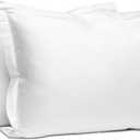 Pizuna Pure 100% Cotton Pillow Shams Queen Size Set of 2 White, Luxurious 400 Thread Count Long Staple Cotton Sateen with Envelope Closure (Combed White Cotton Pillow Shams Queen)