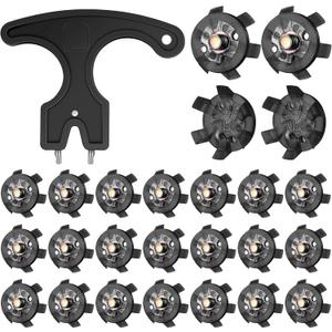 Cozypower 31 Pcs Golf Spikes Set Includes 30 Pcs Golf Cleats Replacement Black Cleats Spanner Metal Thread Screw 6 mm Dia Spike Tool for Lawn Cricket Shoe Player Lover(Black)