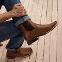 J's.o.l.e Ankle Cowboy Boots for Men Square Toe Chelsea Boots Mens Casual Retro Stylish Boots Size 9