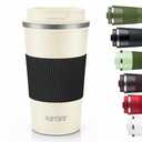 KETIEE 12oz Travel Mug: Vacuum Insulated Coffee Cup with Leakproof Lid, Travel Coffee Mug Stainless Steel Double Walled Reusable Coffee Cup for Hot and Cold Water Coffee (Beige)