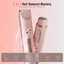 2-in-1 Bikini Trimmer for Women, Bikini Shaver with Dual Heads, Body and Facial Hair Removal, Cordless Rechargeable Electric Razors for Face Chin Pubic Underarm Legs, IPX7 Waterproof, Pink