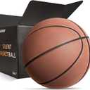 Silent Basketball Size 7 (29.5")  Grooved Airless Indoor Basketball for Quiet Dribbling and Indoor Training, Pro PU High Density Foam Ball  Real Feel Higher Bounce Quieter (Brown)