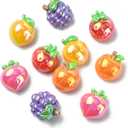 DanLingJewelry 40Pcs Resin Fruit Thme Cabochons UV Plating Iridescent Imitation Food Flatback Charms for DIY Scrapbooking Embellishment Crafts