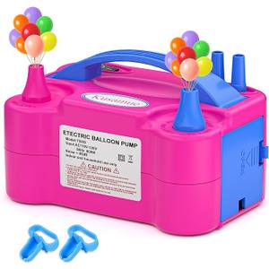 Electric Balloon Pump, Balloon Inflator Machine for Balloons at Home,Quick Inflation Dual Nozzle Balloon Blower Portable Air Balloon Pump Balloons Inflator for Kids Party Decoration (Rose Red)