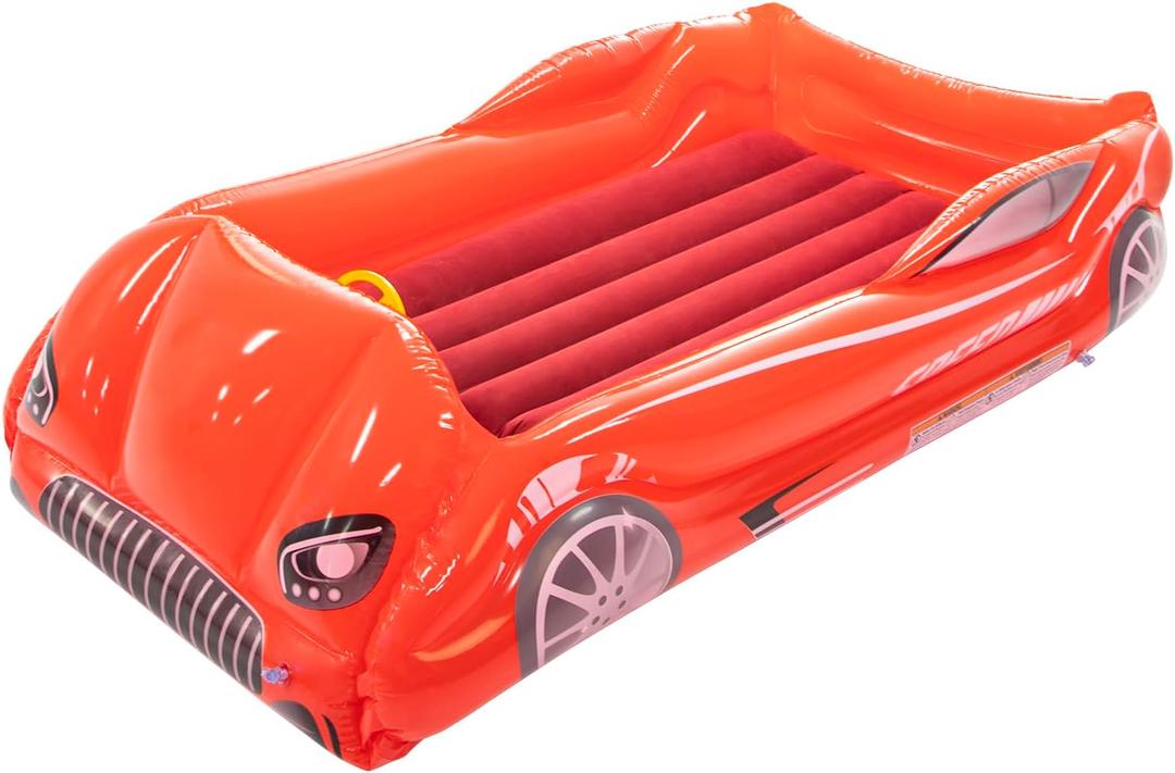 RAPTAVIS Kids Air Mattress Inflatable Toddler Travel Bed with Sides, Cot Sleeping Pad, Red