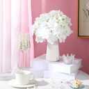 Zeyune 200 Pcs Artificial Hydrangea Flowers Bulk, White Silk Hydrangea Heads with Stems for Wedding Centerpieces Bouquets DIY Floral Arrangements Table Decor Party Home Decorations