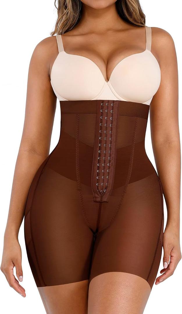 Lover-Beauty Tummy Control Shapewear for Women Strapless Fajas Body Shaper Shorts Butt Lifter Girdle (Brown, XL)