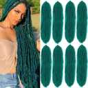 Springy Afro Twist Hair 8 Packs Marley Twist Braiding Hair Pre Separated Spring Twist Hair for Faux Locs Crochet Hair Kinky Twist for Braiding Synthetic Hair Extensions (green#, 24inch(Pack of 8)