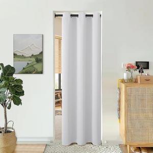 BGment Greyish White Door Curtain 78 Inch Length for Doorway, Bedroom Closet Curtain, Privacy Thermal Insulated Blackout Grommet Room Divider for Room Separation, 1 Panel, 40 Inch Wide