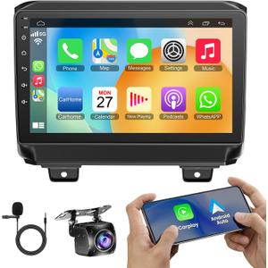 8 Core+64GB Car Radio for Jeep Wrangler JL 2018-2021 & Gladiator JT 2020-2021, Android 15 Car Stereo Support Wireless Carplay & Android Auto Bluetooth Voice Control/DSP/EQ/FM WiFi Backup Camera