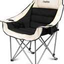 Oversized Camping Chair for Adults  Heavy Duty Folding Chair with Cup Holders, Storage Pocket & Carry Bag  Outdoor Padded Camp Chair for Camping, Backyard, Fishing & Sports  Supports 400lbs (Black)