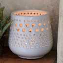 HomArt 9766-6 Lanai Hurricane Votive Holder, 4.5-inch Length, Ceramic, Shiny White