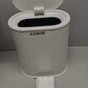 1.8 Gallons Small White Bathroom Can with Lid, Slim Bathroom Garbage Bin, Removable Liner , Dog Proof Can with Pop-Up Lid for Bedroom,Toilet